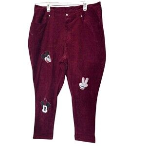 Disney Mickey Mouse Corduroy Mom Pants Women's Size 20 Embroidered Plus Size